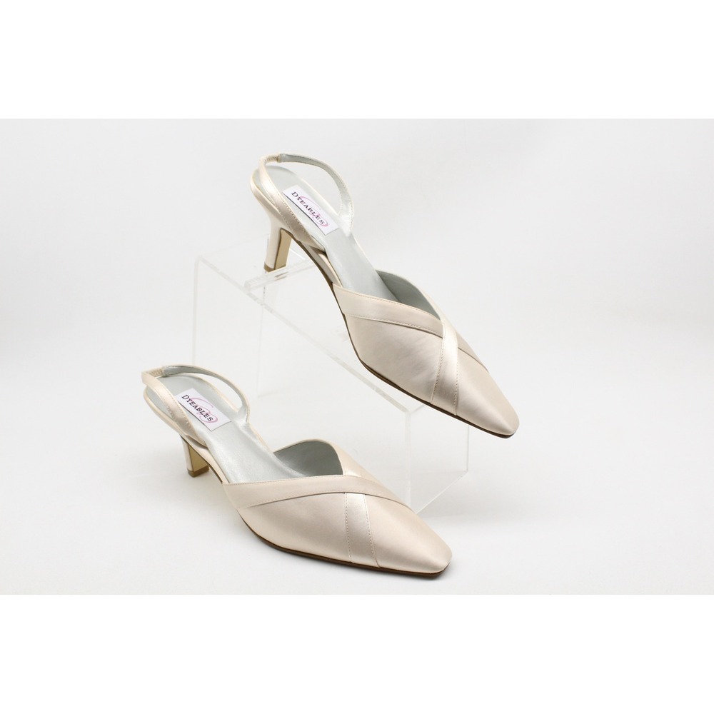 Dyeables Regal Peach Satin Slingback Pumps Pointed Toe Formal Bridal Heels 9D